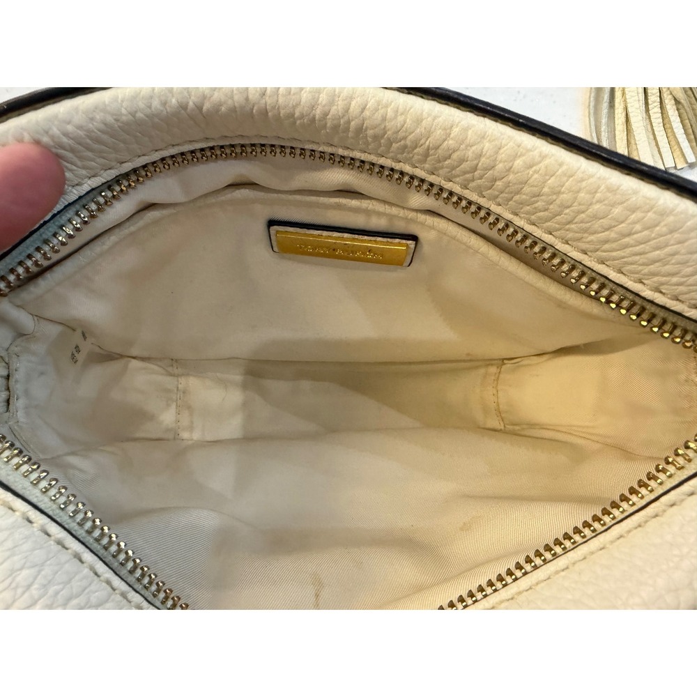Tory Burch McGraw Mixed Materials Camera Bag White Leather Crossbody Tassels - Picture 8 of 13
